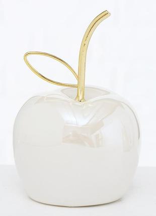 Декоративне біле яблуко кераміка h12 см гранд презент 2005553