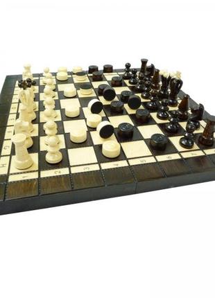 Шахи та шашки 2в1 різьблені малі 350*350 мм гранд презент сн 165а
