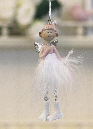 Декоративна підвіска новорічний ангел h10см рожевий гранд през...