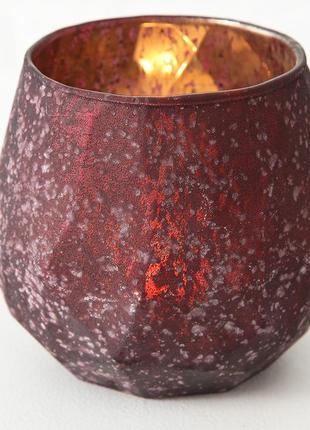 Підсвічник полігональний червоне скло h10см гранд презент 1001...