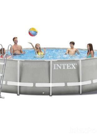 Каркасний басейн intex 26720 - 1, 427 х 107 см (сходи, тент, п...