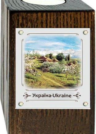 Підсвічник україна "хутір з яблуневим цвітом" метал/дерево 6*1...