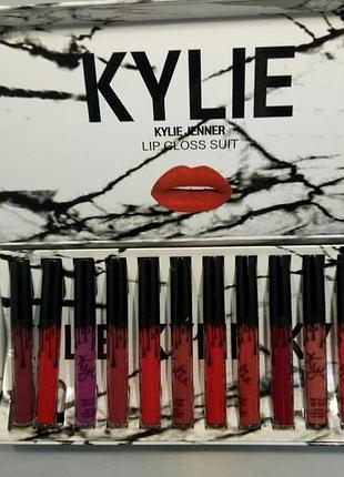 Набір помад kylie white 12 в 1 білий мармур