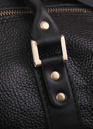 Удобная черная дорожная сумка-саквояж из кожи флотар7 фото