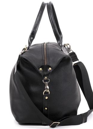 Удобная кожаная сумка weekender черного цвета5 фото