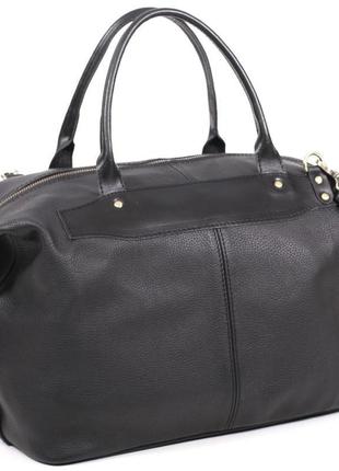 Зручна шкіряна сумка weekender чорного кольору2 фото