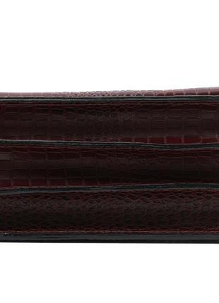 Класична шкіряна барсетка з фактурою коричневий крокодил6 фото