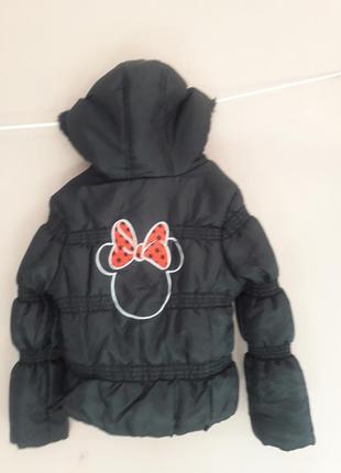 Куртка зимова з капюшоном mini mouse тепла, чорна на синтепо...4 фото