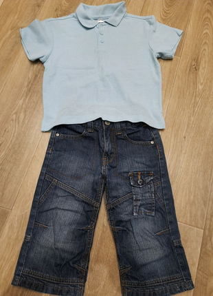 Поло+шорти джинсові 116 зростання1 фото