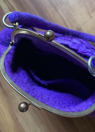 Фиолетовая валянная сумка ручной работы2 фото