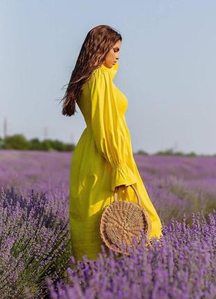 Жіноча лляна сукня міді ( весна/літо 2024 )5 фото