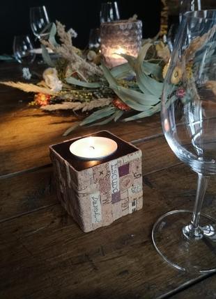 Свічка квадратна з пробки \ декоративна свічка ручної роботи \ ексклюзивний винний декор2 фото