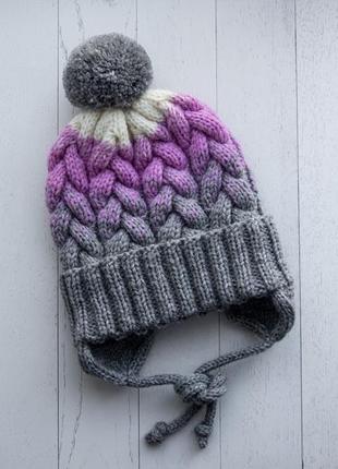 Зимняя вязаная шапка для девочки1 фото