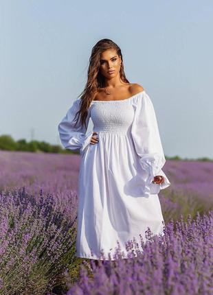 Жіноча лляна сукня міді ( весна/літо 2024 )2 фото
