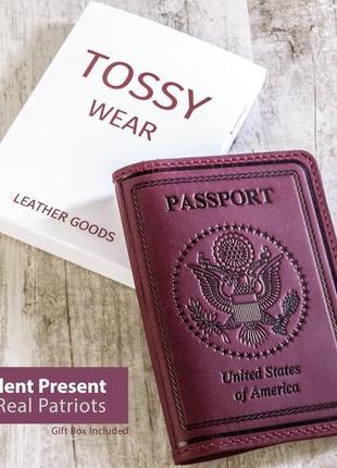 Обкладинка на паспорт подарункова бордо.2 фото