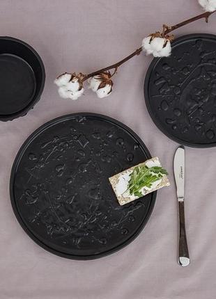 Набор черной посуды  3 предмета(пиала+2 разных тарелки)2 фото