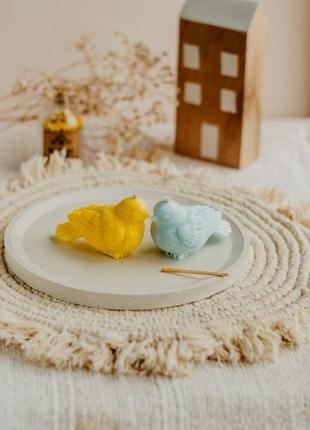 Набір свічка пташка, у формі пташки, свічка жовто-блакитна