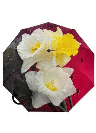 Парасолька жіноча автоматична  у подарунковій упаковці з хустинкою від rain flower , квітковий принт