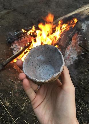 Піала з дикої глини з додаванням шамоту