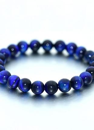 Браслет синій тигрове око оберіг від негативу , для удачі і рівноваги (код 20)