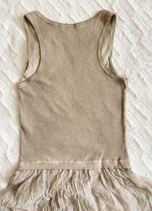 Летнее коричневое  хлопковое длинное платье    s (м)2 фото