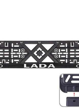 Автомобiльна рамка пiд номер з рельєфним написом lada vitol ph-ld