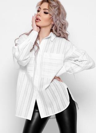 Біла подовжена сорочка на ґудзиках | 80711