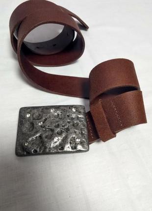 Женский коричневый ремень, кожа, с интересной пряжкой р. 90, от cecil