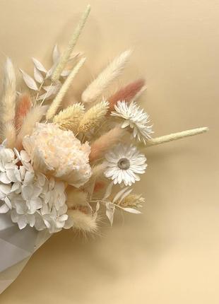 Стабилизированные цветы и сухоцветы в вазе. интерьерная флористическая композиция. букет. подарок2 фото