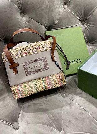 Сумка соломенная в стиле gucci беж