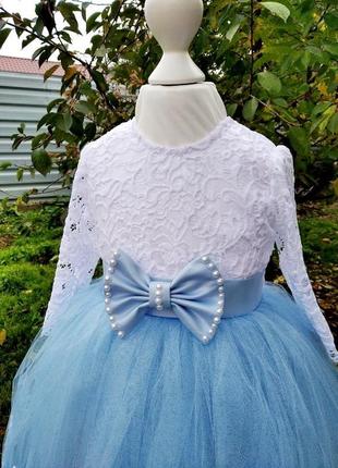 Блакитне ошатне плаття дитяче на будь-яке свято2 фото