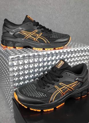 Мужские кроссовки asics gel kayano 26 чорні з помаранчевим 42