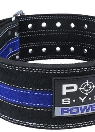 Пояс для пауерліфтингу power system ps-3800  powerlifting шкіряний black/blue line l