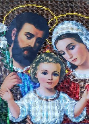 Икона святое семейство, вышивка чешским бисером2 фото