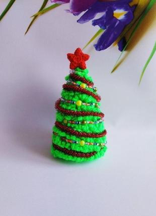 Вязаная ёлочка в подарок на новый год, зеленая елка сувенир2 фото