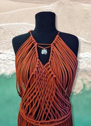 Пляжное платье макраме 'сафари', туника макраме, пляжное платье для фотосессии2 фото