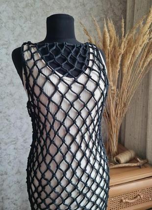 Сукня сітка макраме, плаття сітка чорного кольору, чорна сітка5 фото