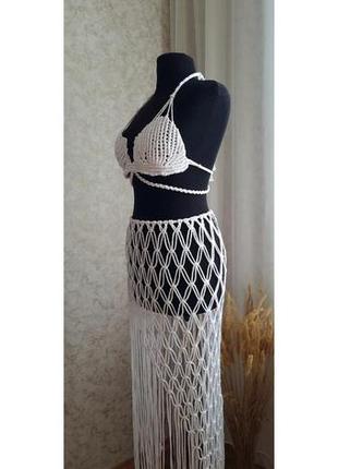 Макраме сукня 'русалка', макраме костюм, ліф та спідниця макраме3 фото