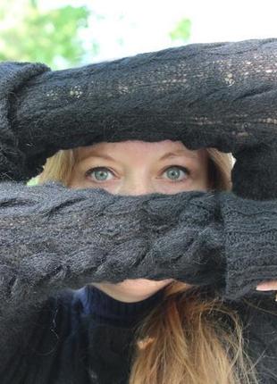 Свитер-паутинка черного цвета "с косами", женский джемпер4 фото