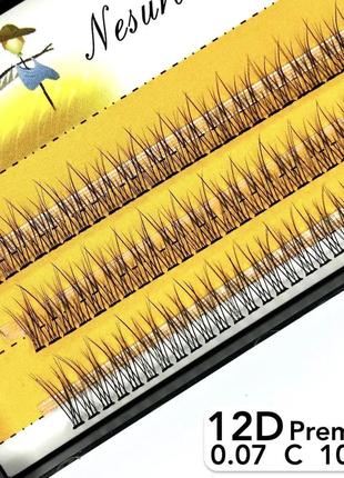 Вії nesura eyelash premium 12d, 0,07, вигин с, 10 мм, 120 пучків вії ластівки v несура 12д1 фото