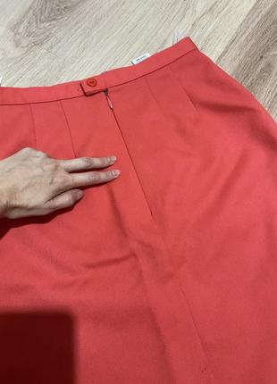 100% шерсть яркая шерстяная юбка на осень коралловый цвет6 фото