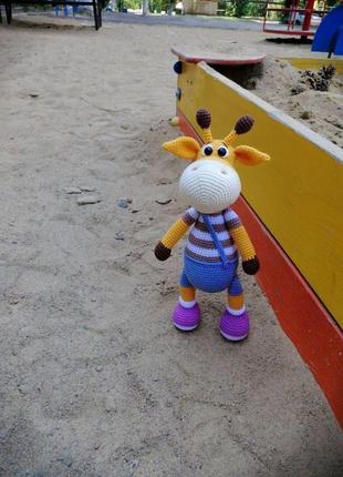 В'язана іграшка амігурумі жираф ральф. інтер'єрна іграшка, подарунок новонародженому дитині5 фото