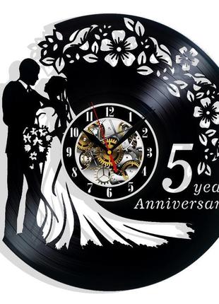 5 лет свадьбы настенные часы из виниловой пластинки домашний декор подарок на любой случай