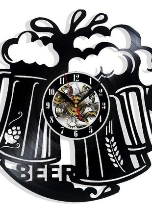 Пиво пивбар настенные часы из виниловой пластинки домашний декор подарок на любой случай
