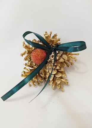 Різдвяний декор, ялинкові прикраси з натуральних шишок і ягід, 1 шт1 фото