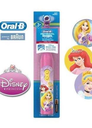 Электрическая детская зубная щетка на батарейках "oral-b" принцессы несъёмная насадка (tp0021-2)