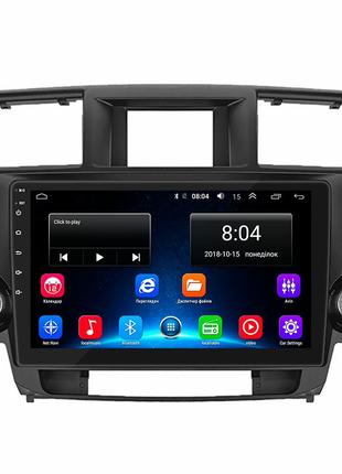 Штатна магнітола lesko для toyota highlander ii (u40) рестайлинг 2010-2013 екран 10" 2/32gb wi-fi gps base