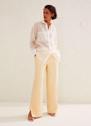 H&m штани брюки, легкі віскоза + льон, палаццо