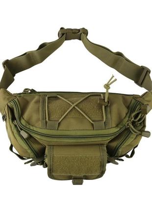 Сумка на пояс тактична kombat uk tactical waist bag coyote нагрудна сумка для військових бананка