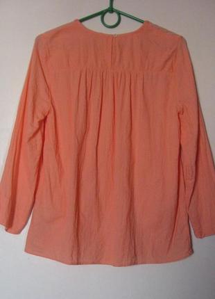 Блуза оранжевая хб с шитьем3 фото